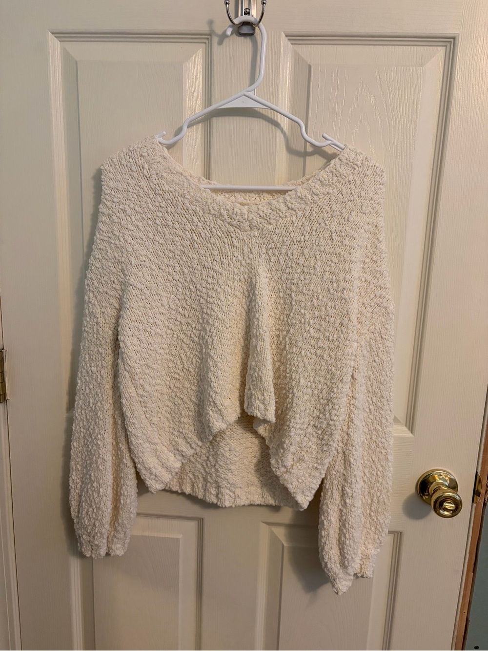 Altar'd State Cream V-Neck Popcorn Knit Pullover
